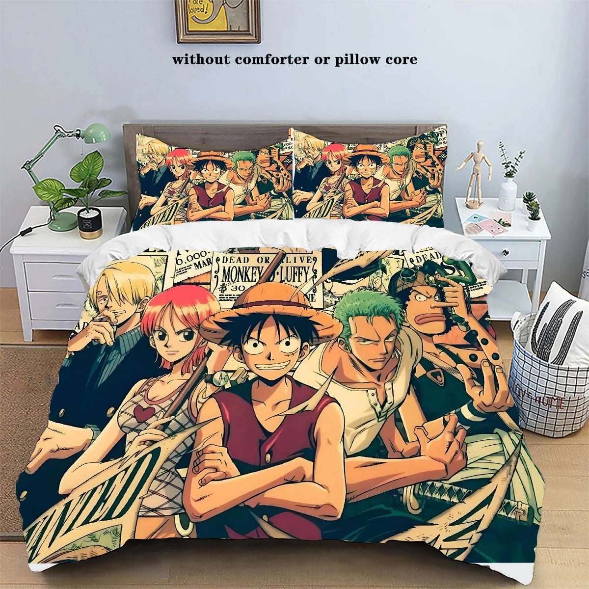 One Piece Luffy Anime Bedding Set Duvet Cover Bed Set Quilt Cover Pillowcase Comforter king Queen Size Boys Adult Bedding Set