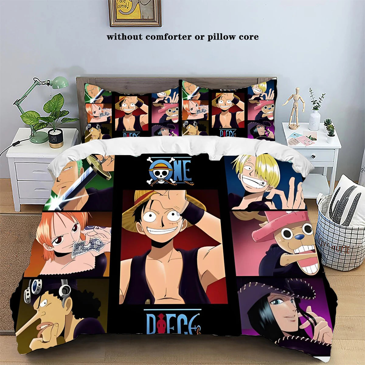 One Piece Luffy Anime Bedding Set Duvet Cover Bed Set Quilt Cover Pillowcase Comforter king Queen Size Boys Adult Bedding Set
