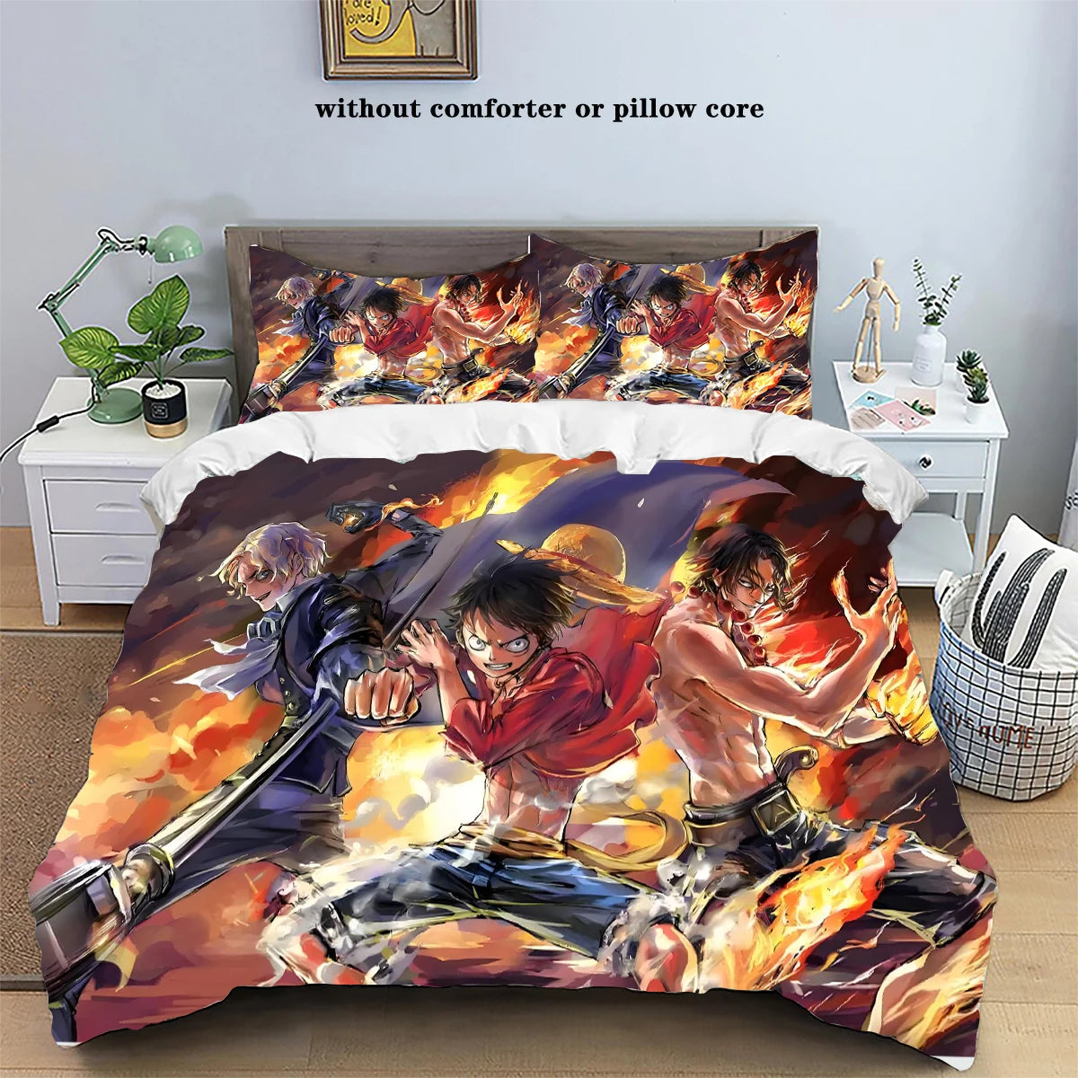 One Piece Luffy Anime Bedding Set Duvet Cover Bed Set Quilt Cover Pillowcase Comforter king Queen Size Boys Adult Bedding Set