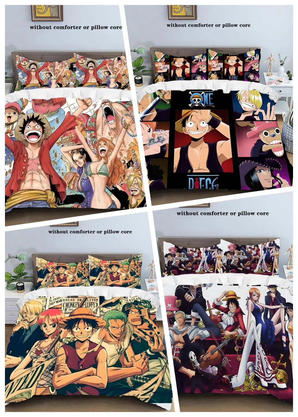 One Piece Luffy Anime Bedding Set Duvet Cover Bed Set Quilt Cover Pillowcase Comforter king Queen Size Boys Adult Bedding Set