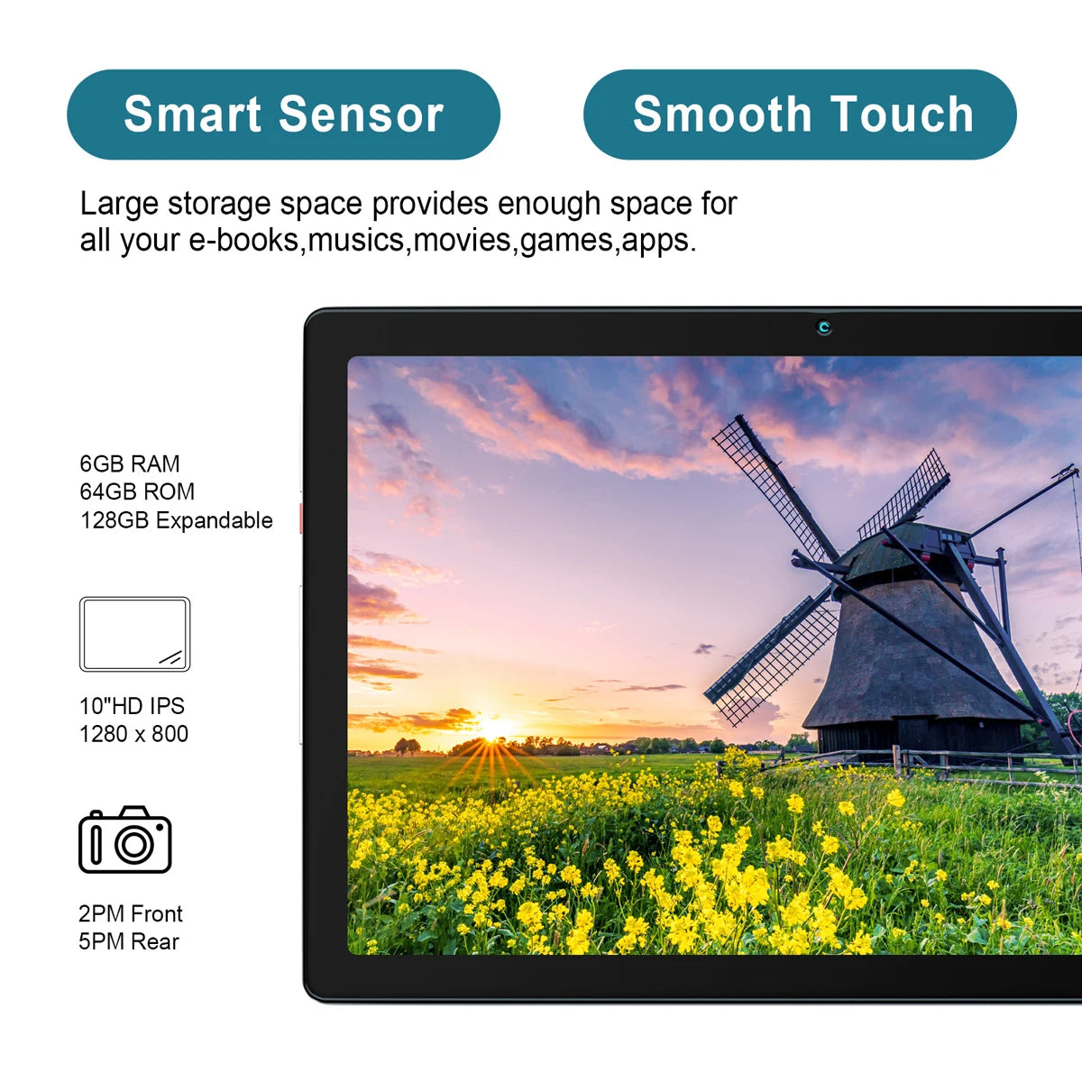 AEEZO MB1001 10.1 Inch Android 13 Tablet With 6GB RAM 64GB ROM 128GB Expandable 5000mAh Battery HD Touch Screen Dual Camera