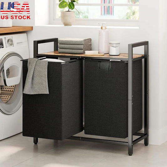 Sturdy Laundry Basket Organizer with Removable Bags Shelf Efficient Laundry Room and Home Storage Solutions